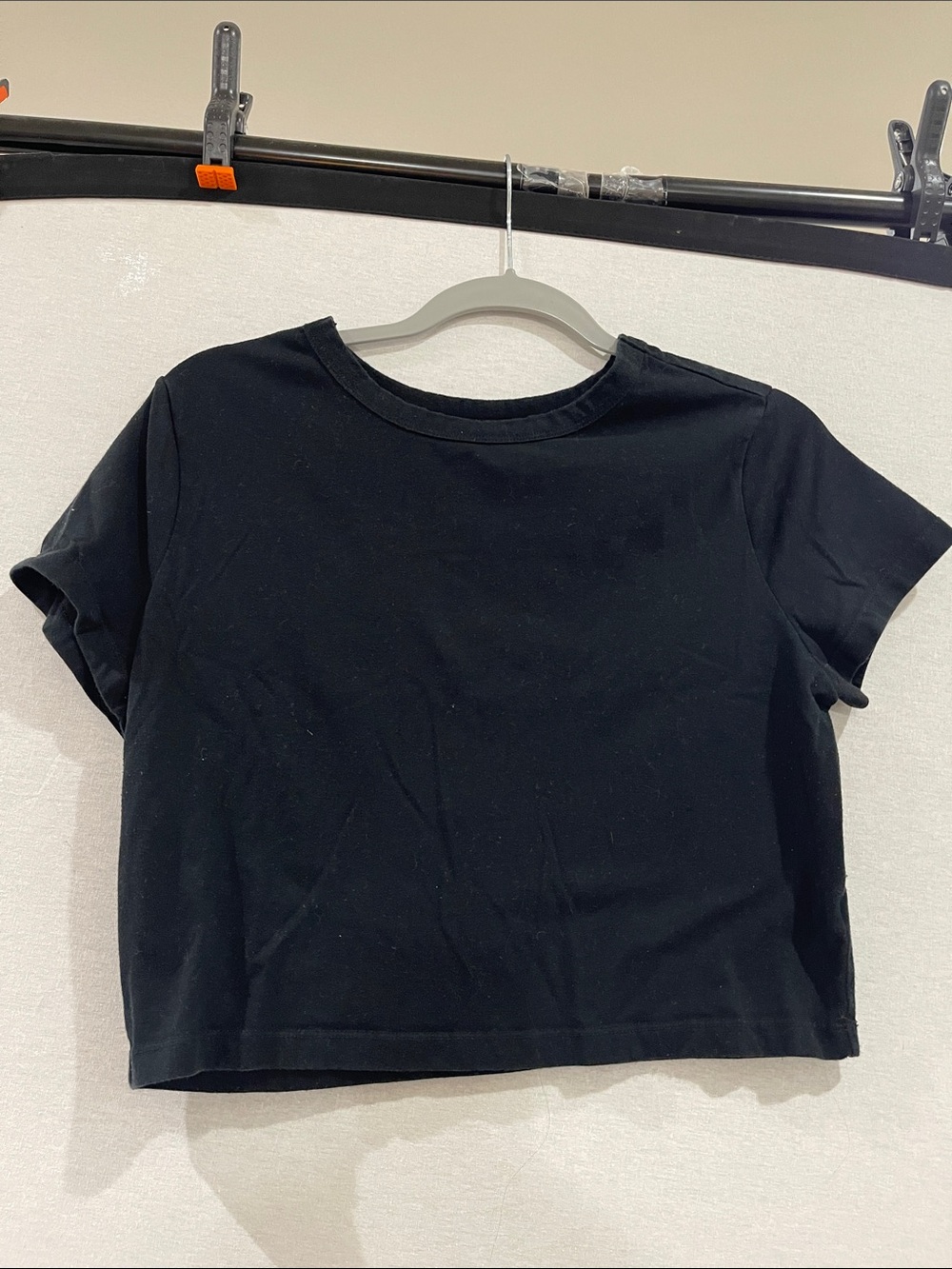 Kids Black Short Sleeve Crop Top